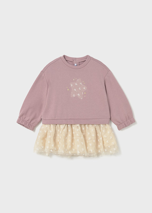 Baby + Toddler Star Applique Tulle Dress - Quartz Pink