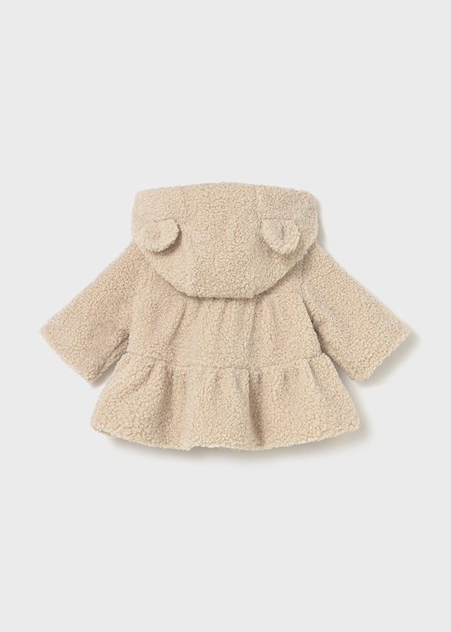 Baby Zip Faux Shearling Hooded Coat - Cereal