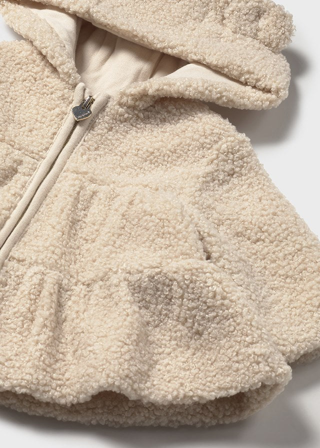 Baby Zip Faux Shearling Hooded Coat - Cereal