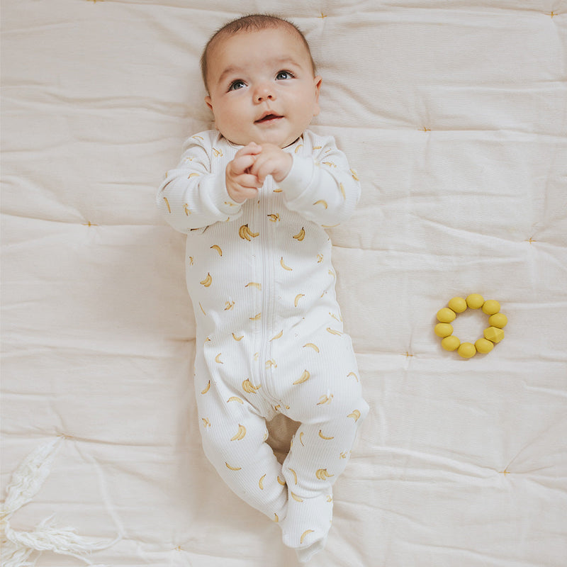 Banana Print on Ribbed Crème Sleeper