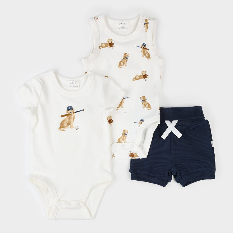Baseball Buddy 3-Piece Bodysuit Set