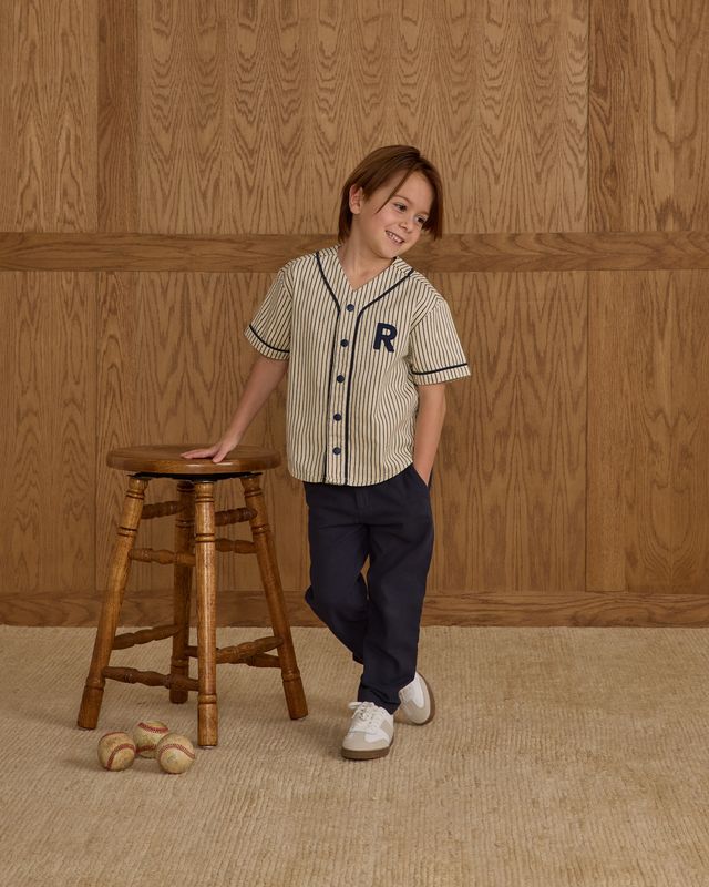 Baseball Shirt || Navy Pinstripe (4-5Y, 6-7Y)