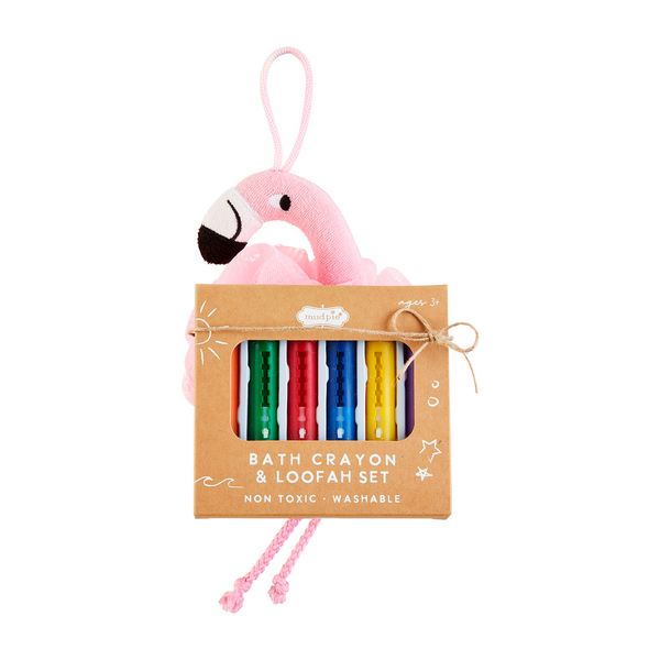 Bath Crayons + Loofah Set - Flamingo