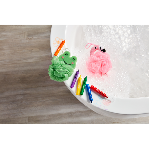 Bath Crayons + Loofah Set - Flamingo