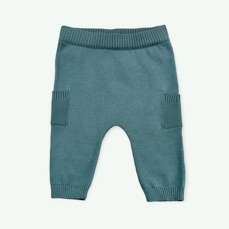 Bear Check Collar Pullover Baby Sweater (Organic Cotton)/ Teal Blue