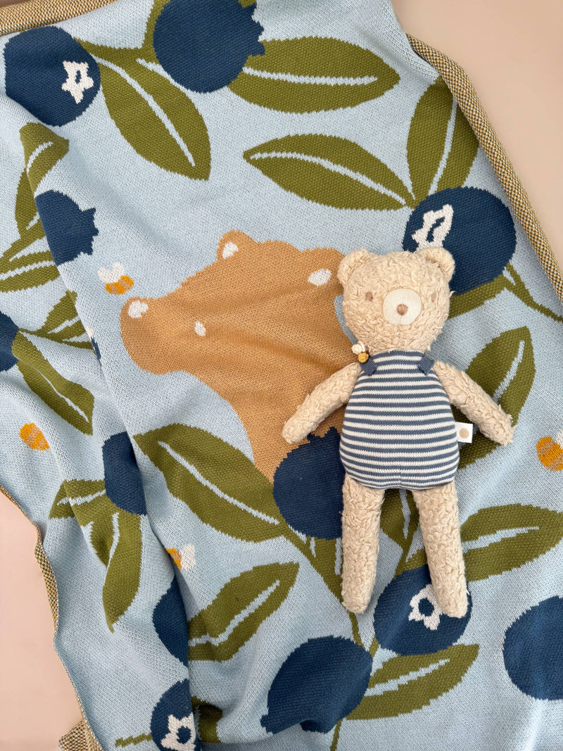 Blanket Blueberry Bear Bee Organic Cotton Spring Baby Decor