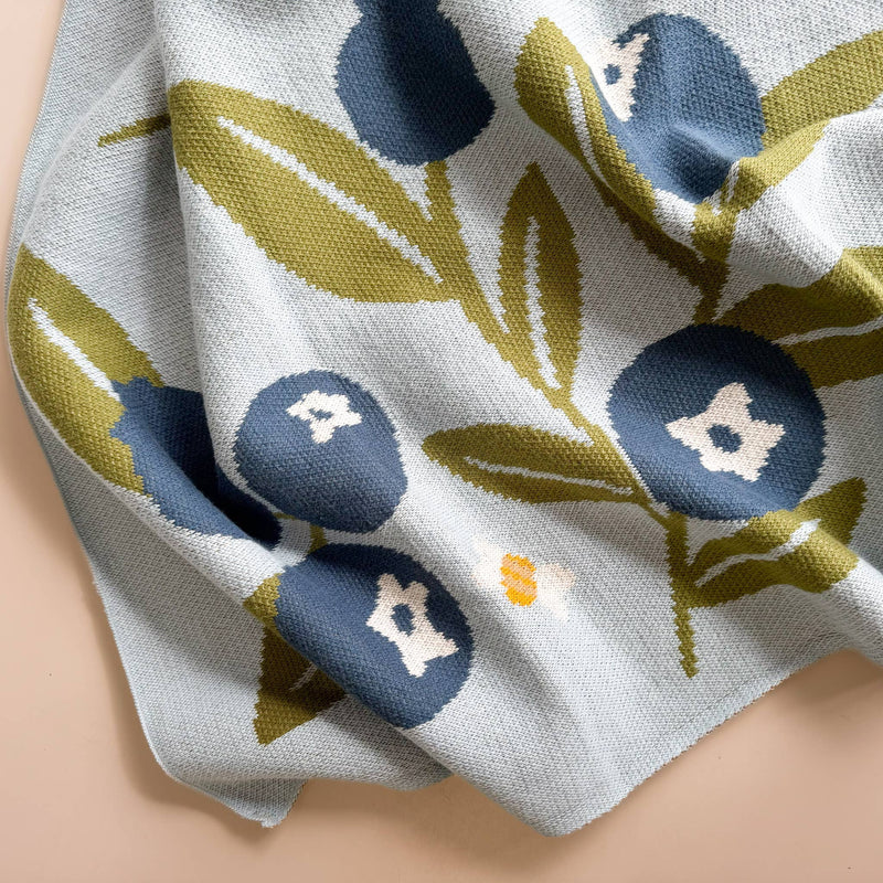 Blanket Blueberry Bear Bee Organic Cotton Spring Baby Decor