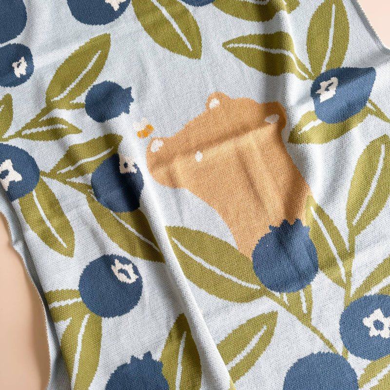 Blanket Blueberry Bear Bee Organic Cotton Spring Baby Decor