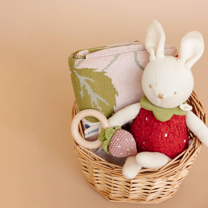 Blanket Strawberry Bunny Organic Baby Decor Spring Summer: Blush