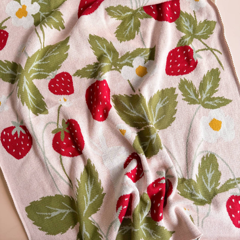 Blanket Strawberry Bunny Organic Baby Decor Spring Summer: Blush