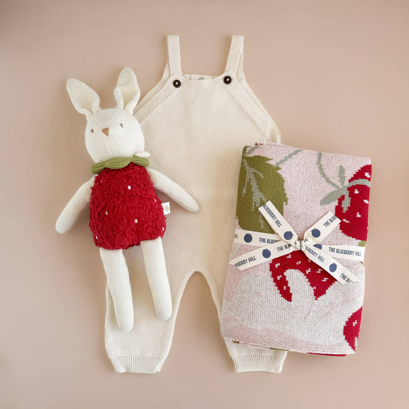 Blanket Strawberry Bunny Organic Baby Decor Spring Summer: Blush