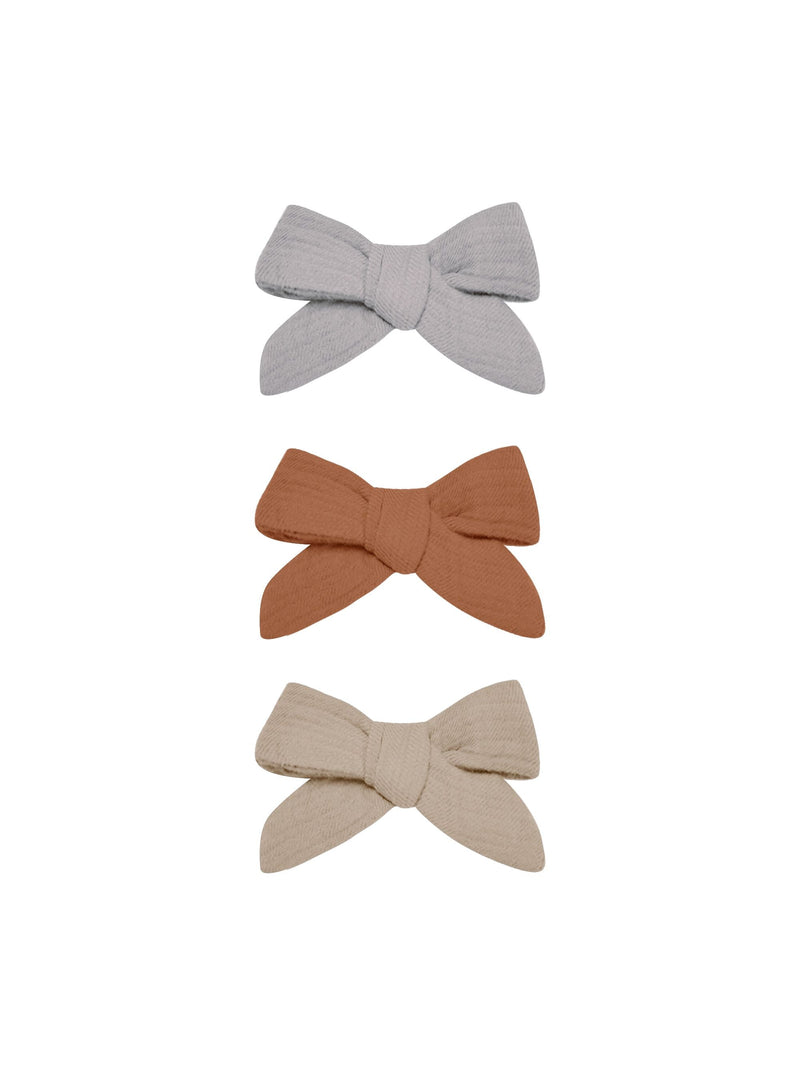 Bow w/ Clip, Set of 3 | Periwinkle, Clay, Oat
