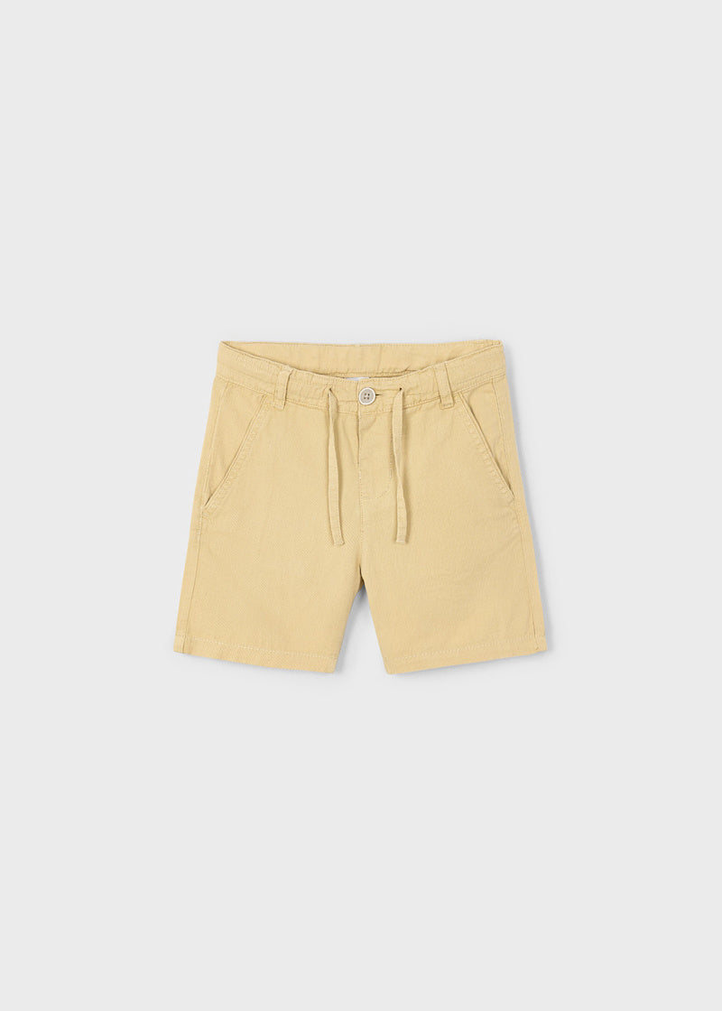 Boy Drawstring Linen Shorts - Biscuit