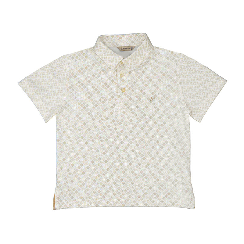 Boy Geometric Print Polo Shirt - Sand