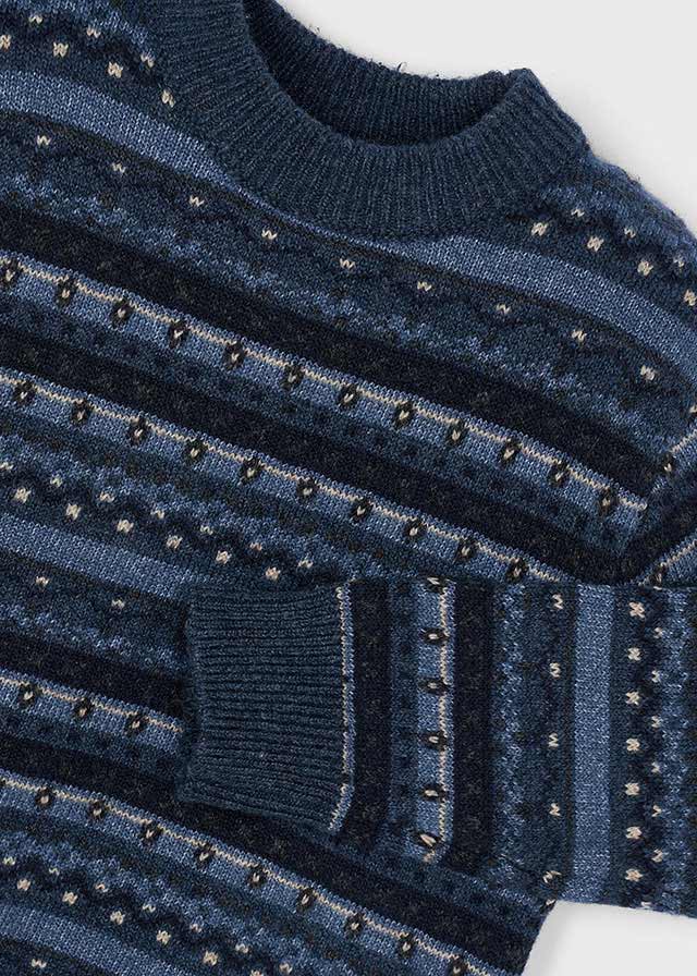 Boy Jacquard Knit Sweater - Steel Blue