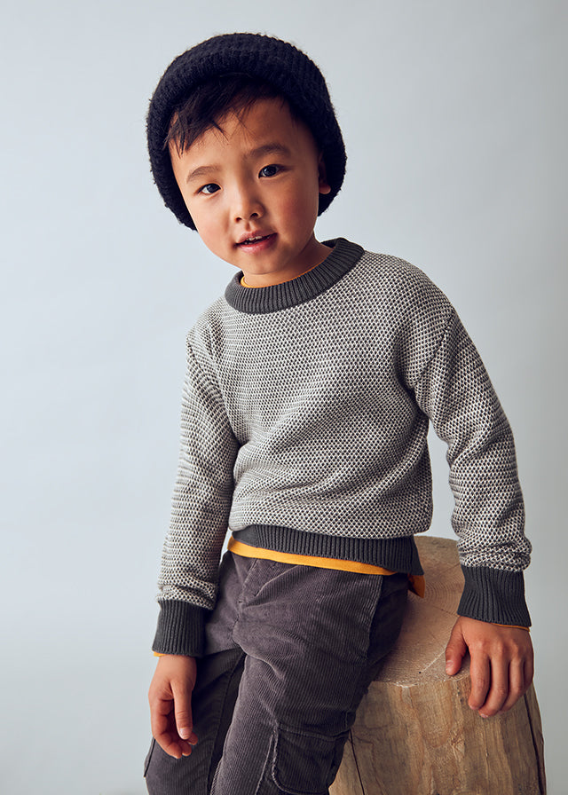 Boy Knit Sweater - Slate Melange