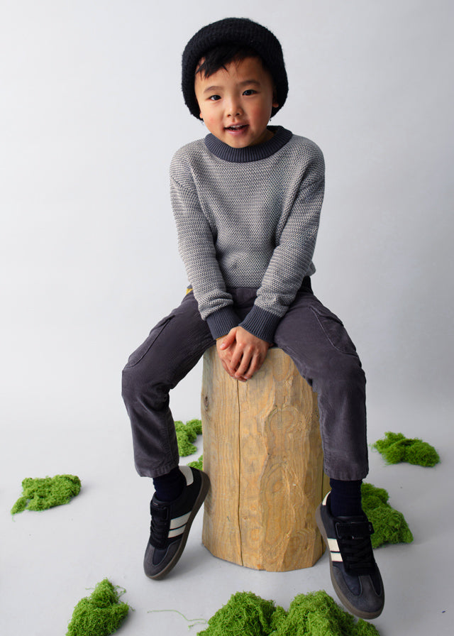 Boy Knit Sweater - Slate Melange