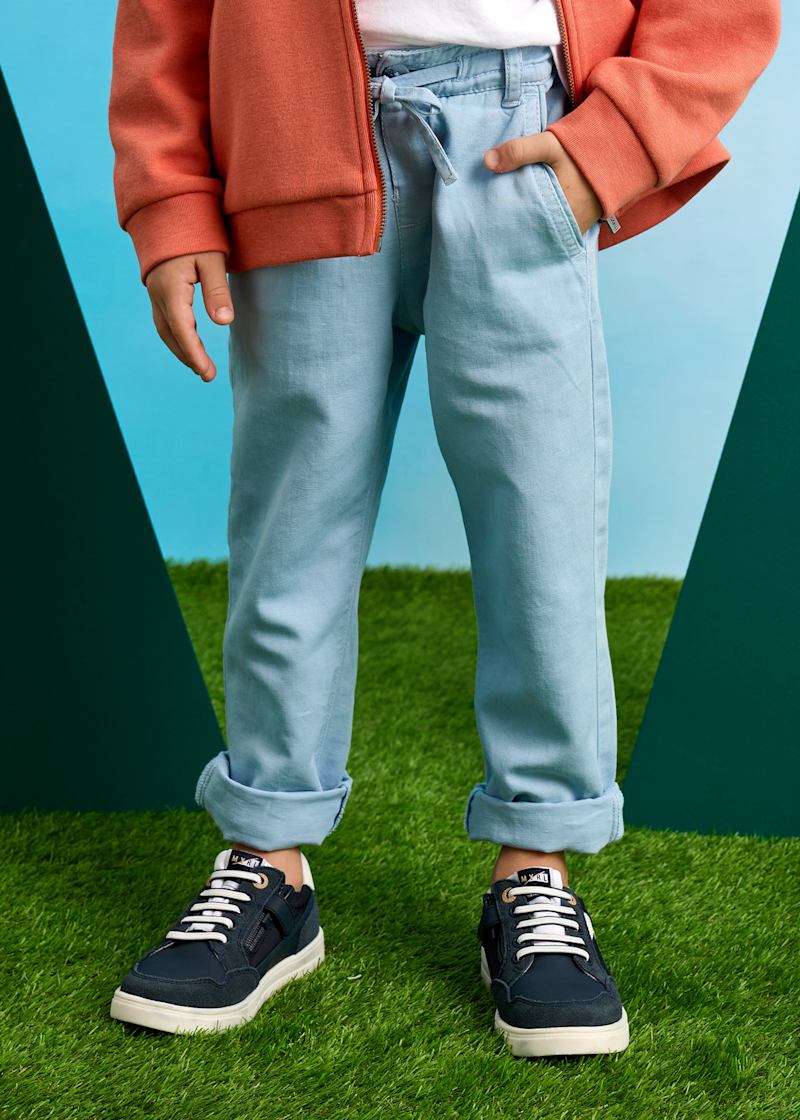 Boy Linen Pants with Drawstring - Pearl
