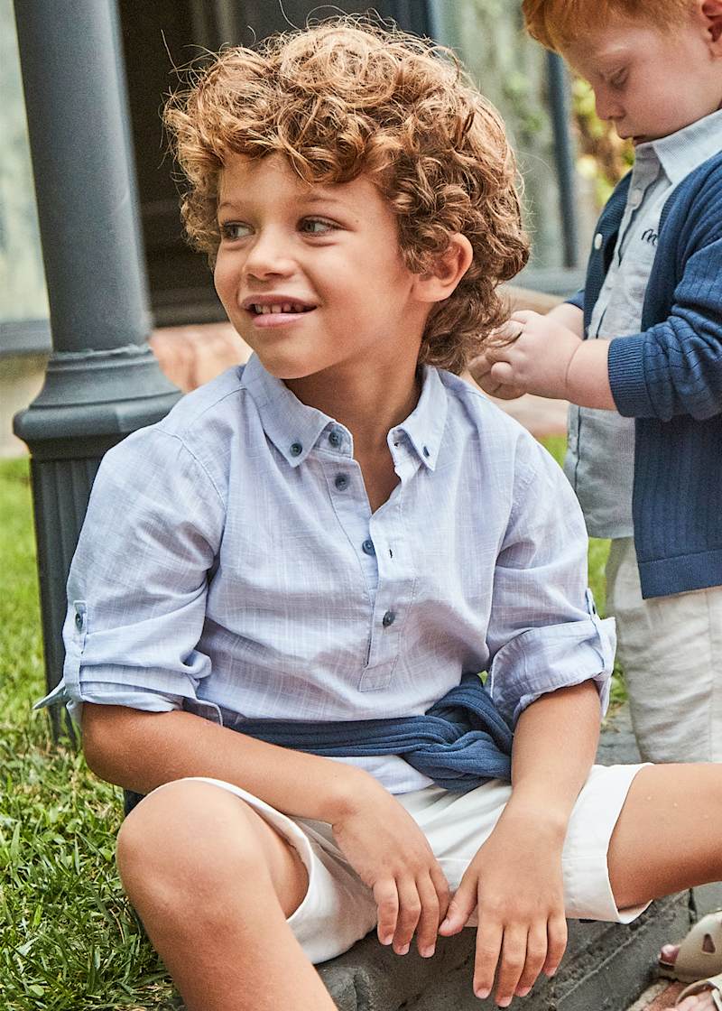 Boy Long-Sleeve Polo Shirt - Pearl