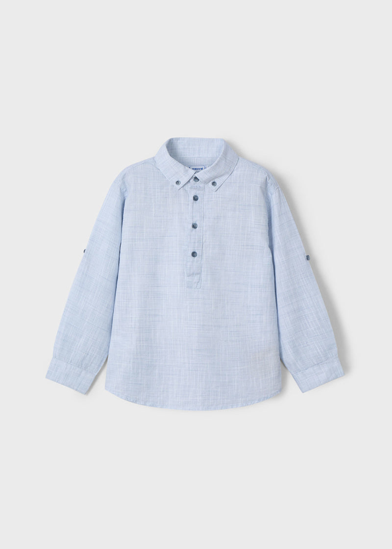 Boy Long-Sleeve Polo Shirt - Pearl