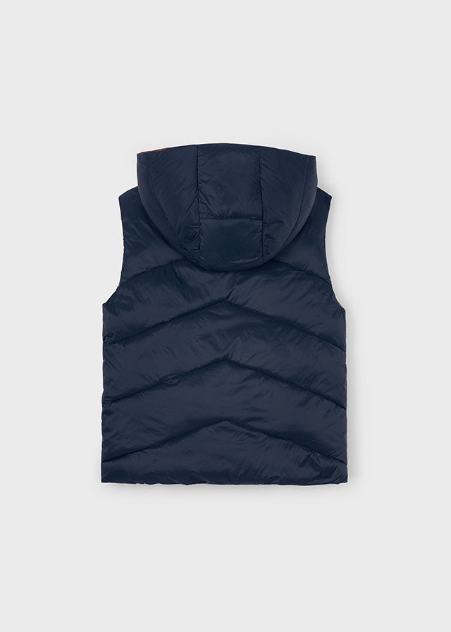Boy Reversible Puffer Vest - Navy/Maroon/Khaki