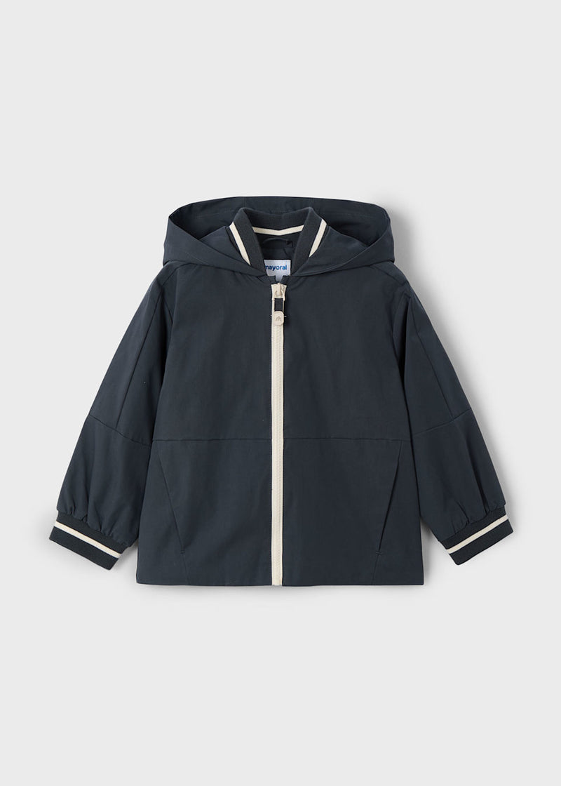 Boy Windbreaker with Contrast Cuffs - Asphalt