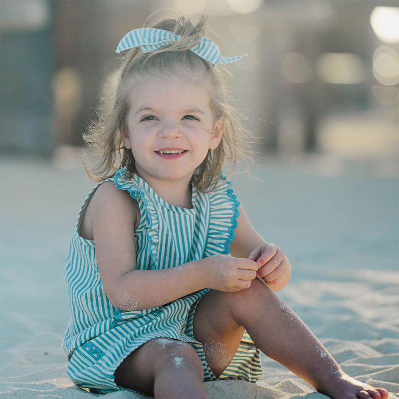 Cabana Lola Blouse with Millie Ruffle - Faded Ocean