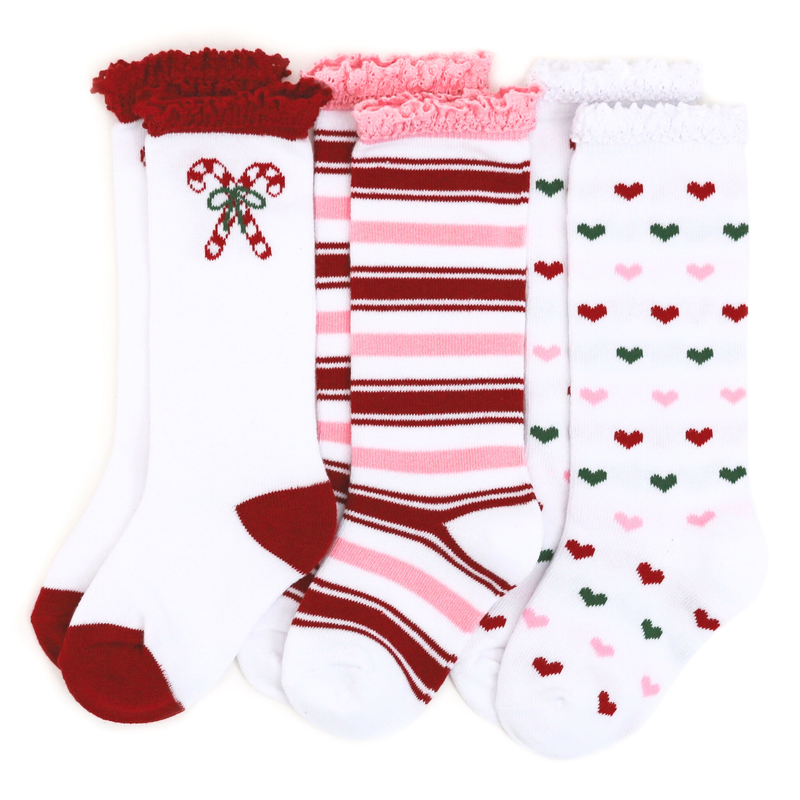 Candy Cane Lane Knee High Socks 3-Pack (0-6Mo)