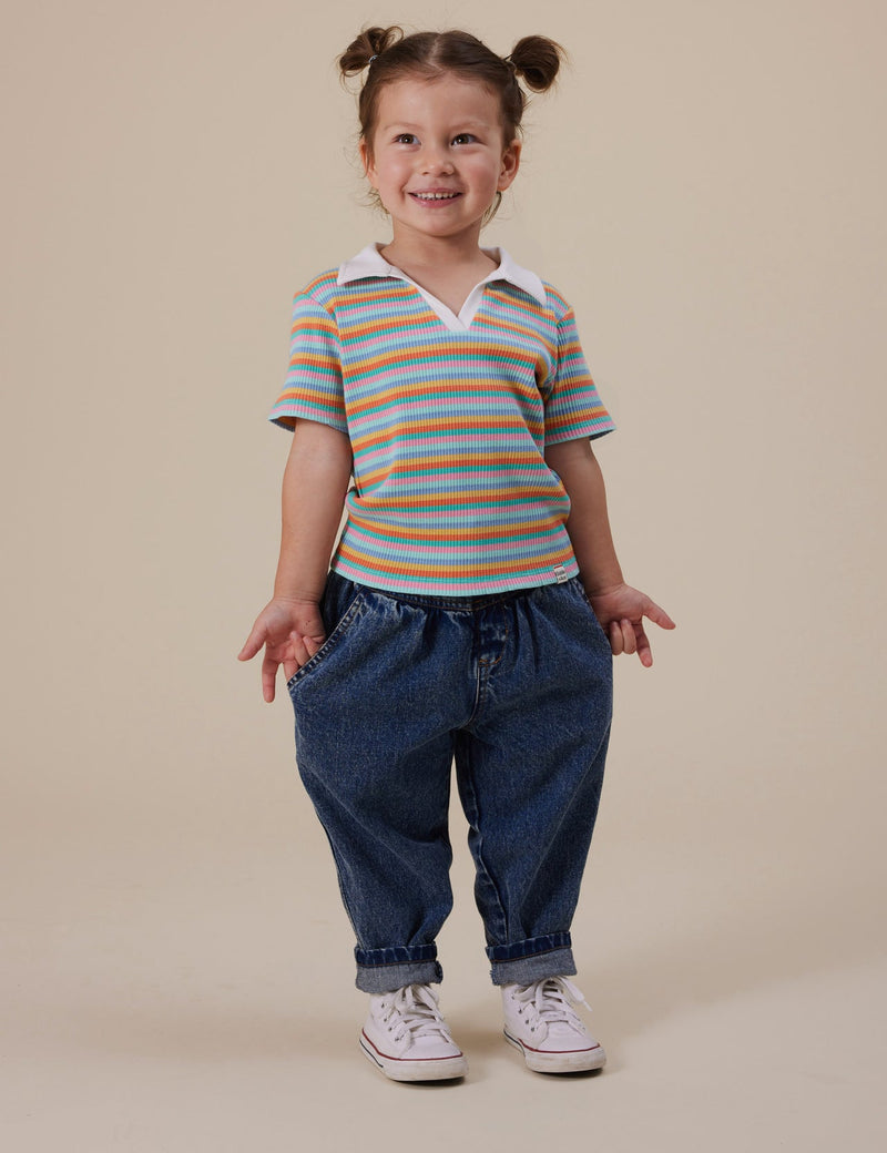 Candy Stripe Pia Collared T-Shirt (4T, 6Y)