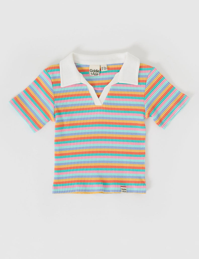 Candy Stripe Pia Collared T-Shirt (4T, 6Y)