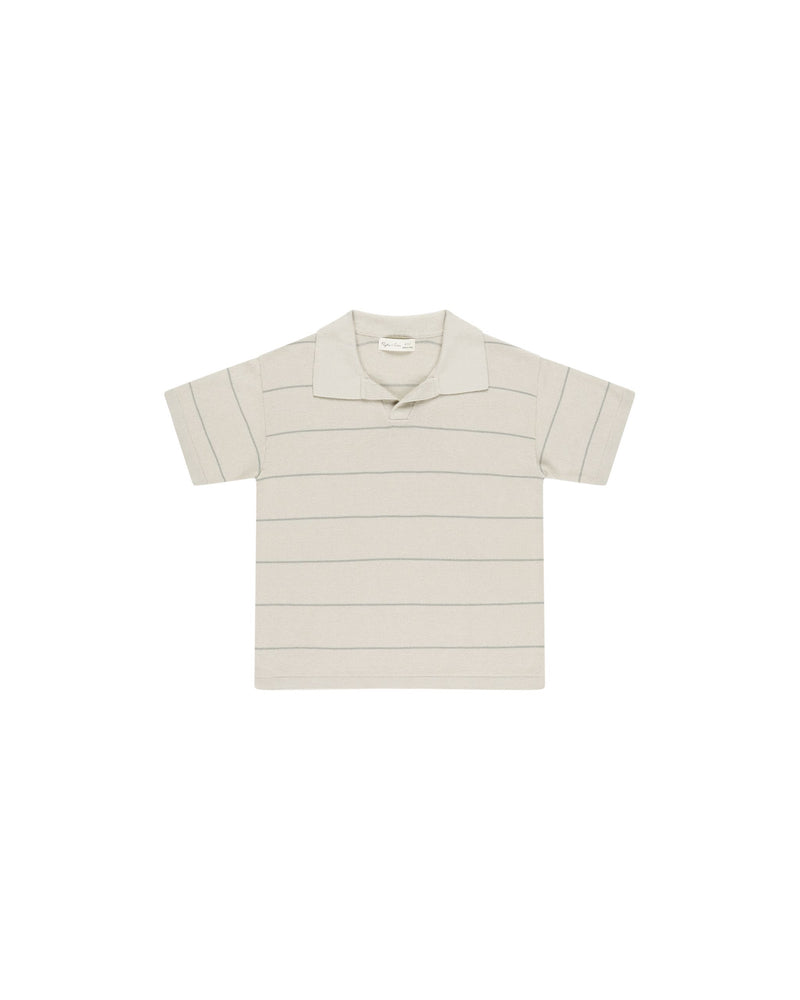 Chandler Knit Polo || Eucalyptus Stripe (6-7Y)