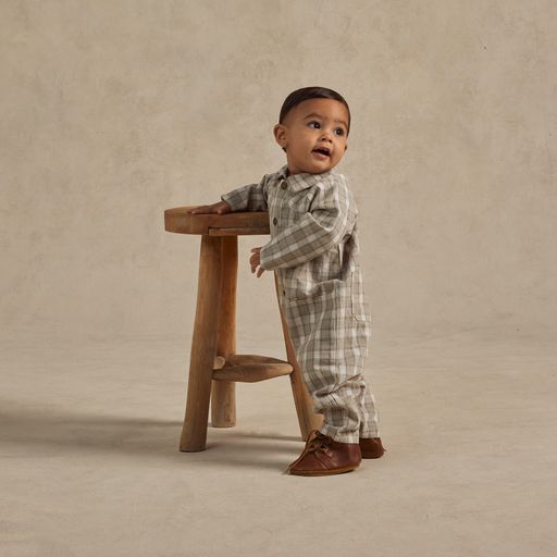 Collared Baby Jumpsuit || Pewter Plaid (12-18 Mo, 18-24 Mo)