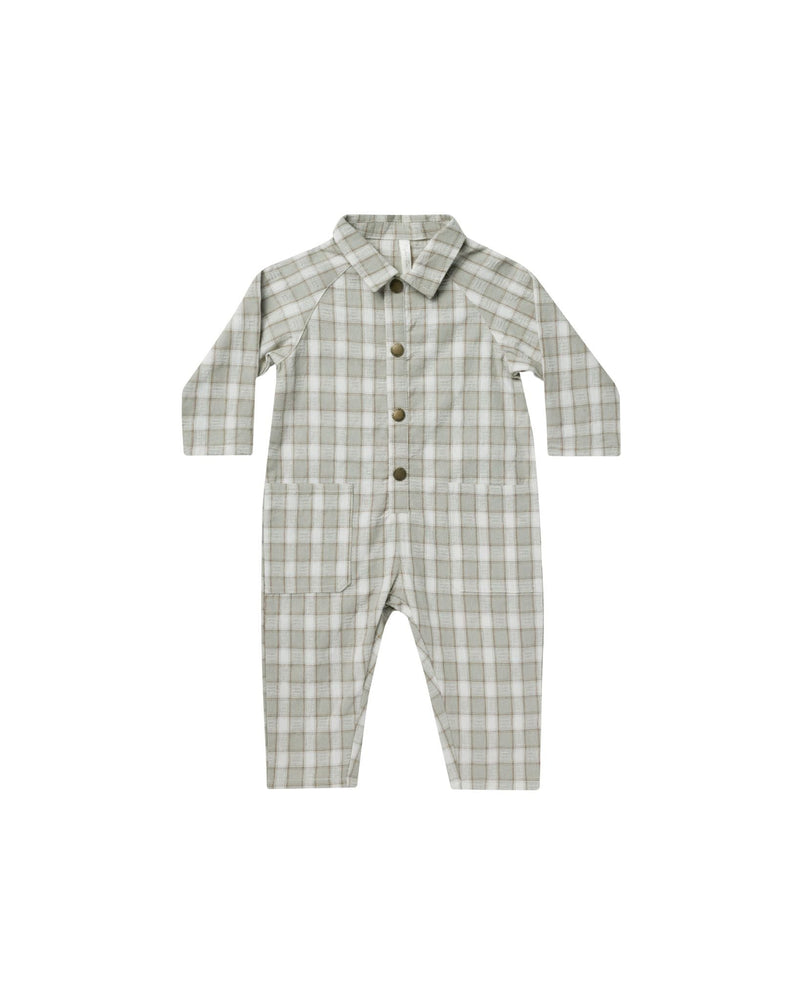 Collared Baby Jumpsuit || Pewter Plaid (12-18 Mo, 18-24 Mo)