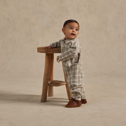 Collared Baby Jumpsuit || Pewter Plaid (18-24 Mo)