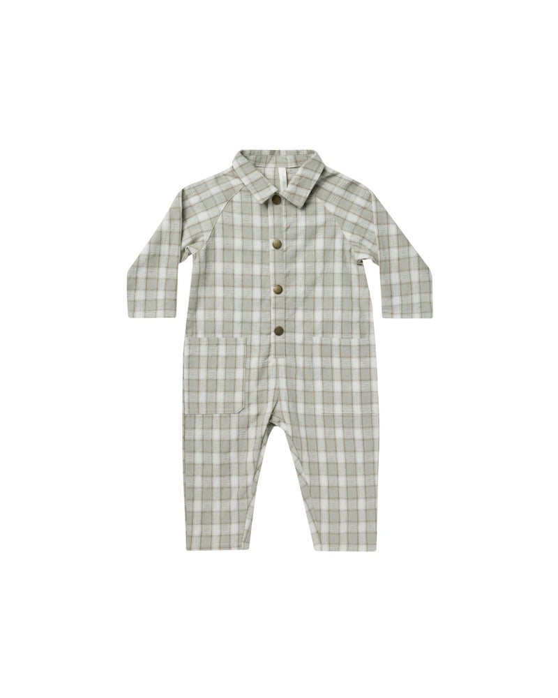 Collared Baby Jumpsuit || Pewter Plaid (18-24 Mo)