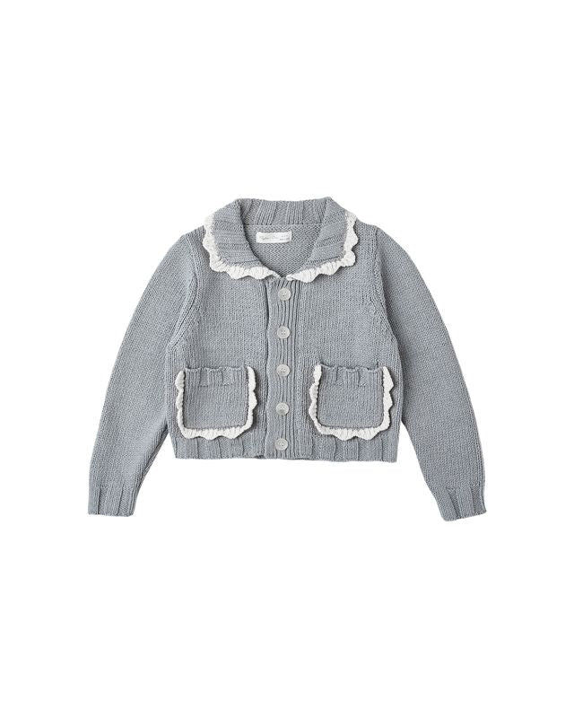 Collared Cardigan || Dusty Blue
