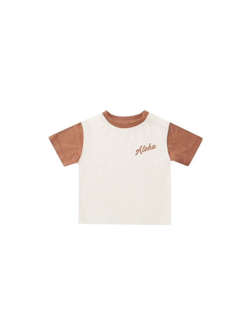 Contrast Short Sleeve Tee || Aloha (3-6 Mo)