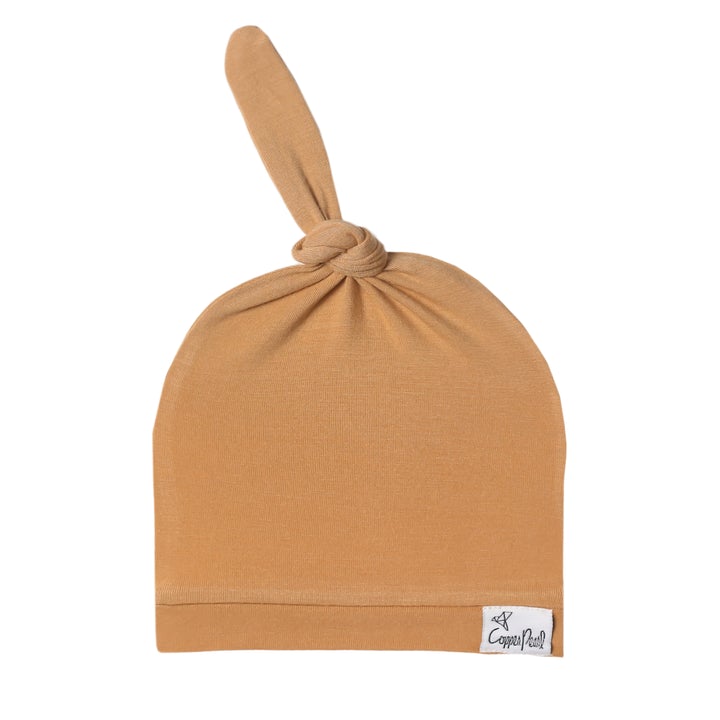 Copper Pearl Top Knot Hat - Wee Bee Baby Boutique