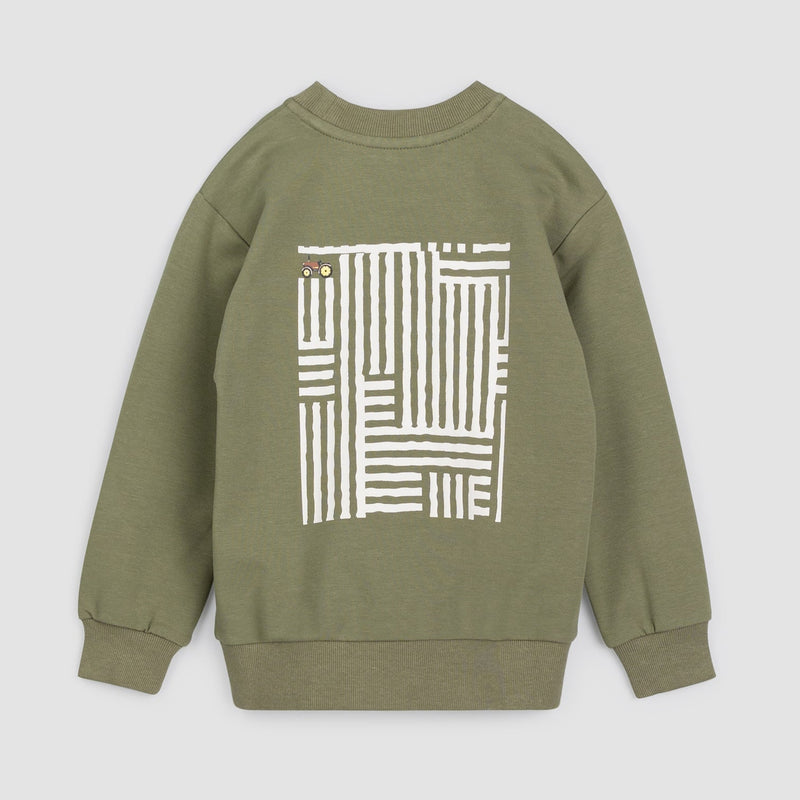 Corn Maze Print on Lichen Green Sweatshirt (3T,6Y)