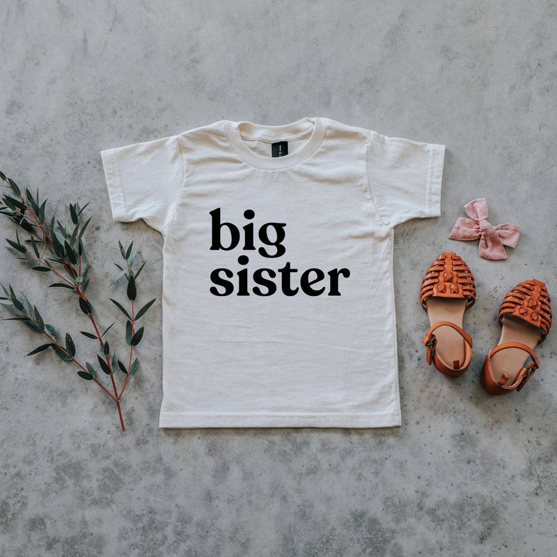 Cream Big Sister Organic Kids Tee (18-24Mo, 4T, 6Y)