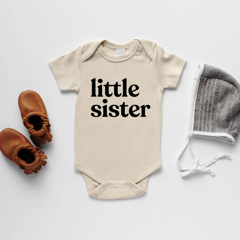 Cream Organic Little Sister Baby Bodysuit (3-6Mo, 6-12Mo)