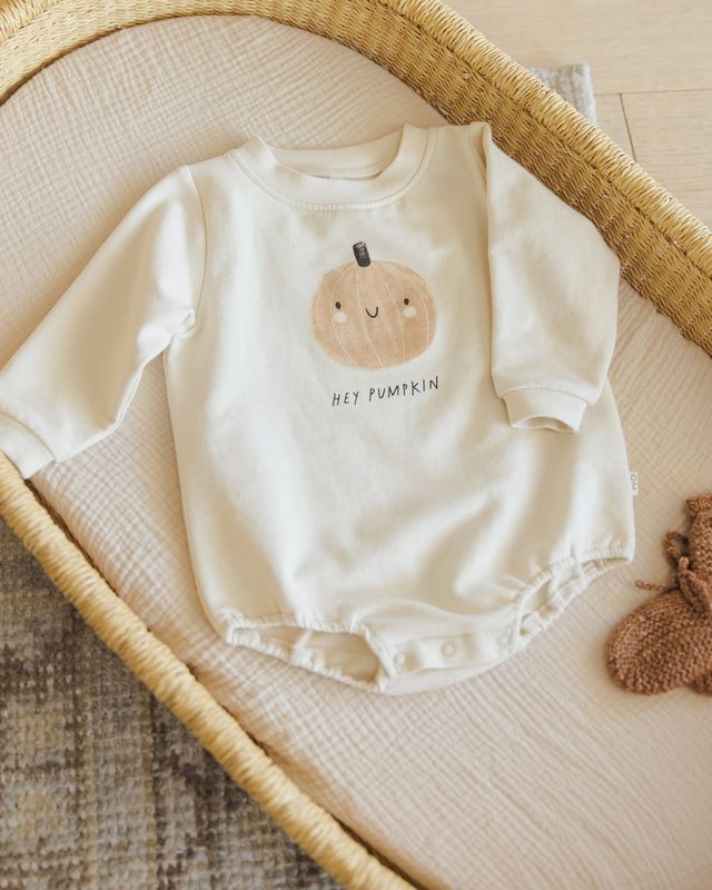 Crewneck Bubble Romper || Pumpkin (18-24 mo.)