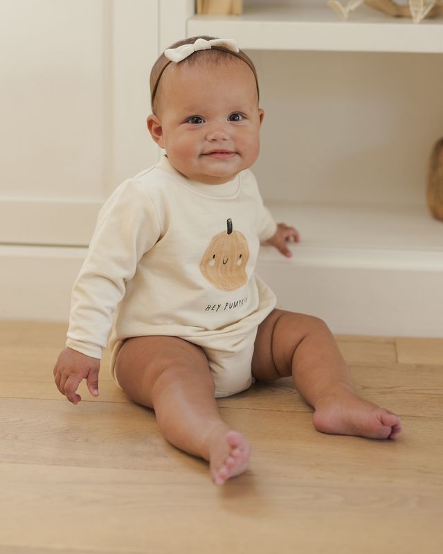 Crewneck Bubble Romper || Pumpkin
