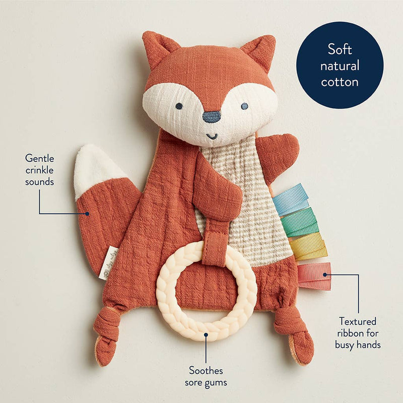 Crinkle Fox Sensory Toy with Teether