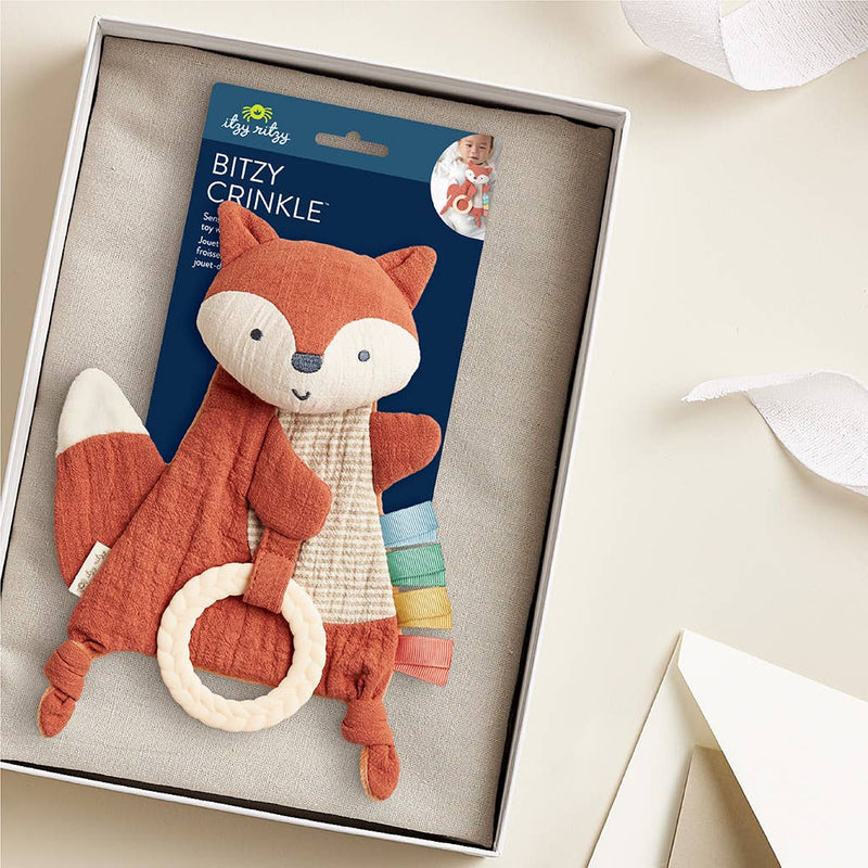 Crinkle Fox Sensory Toy with Teether