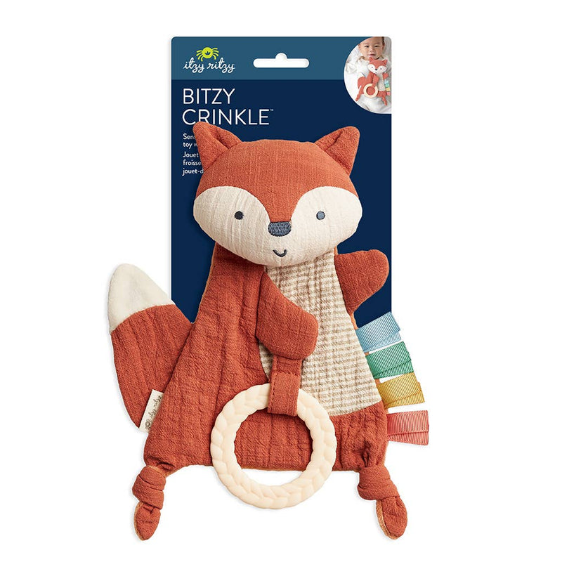 Crinkle Fox Sensory Toy with Teether