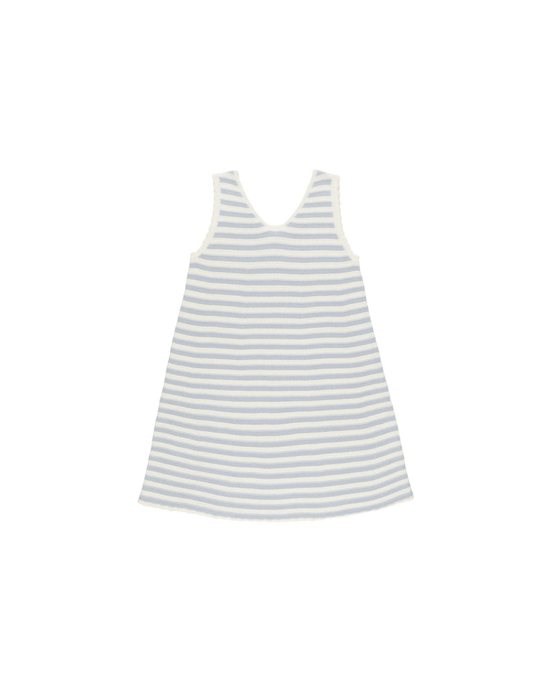 Crochet Tank Mini Dress || Blue Stripe (6-7Y)