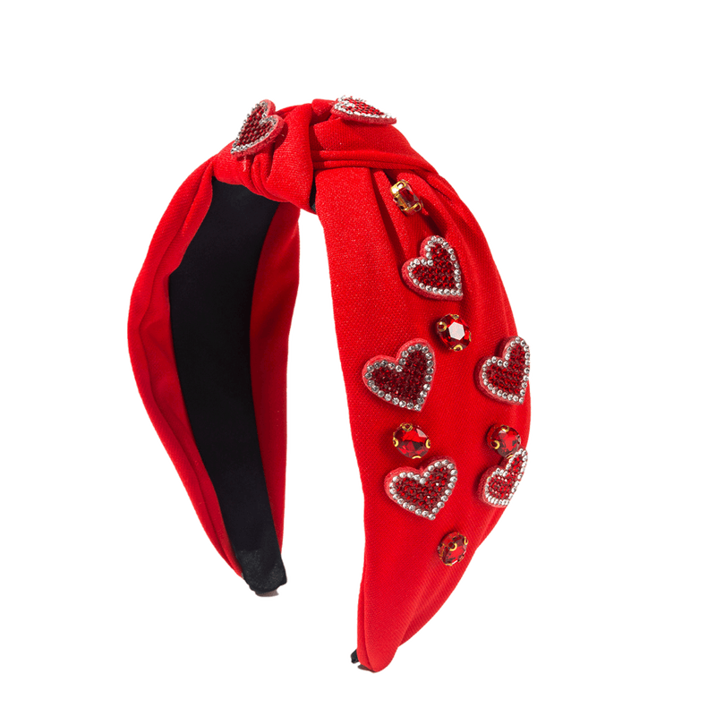 Embellished Knotted Headband- Red Valentine