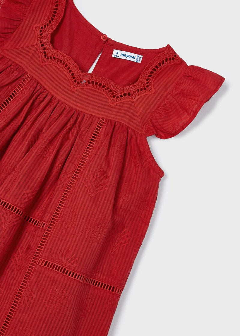 Embroidered Dress - Granadine Red