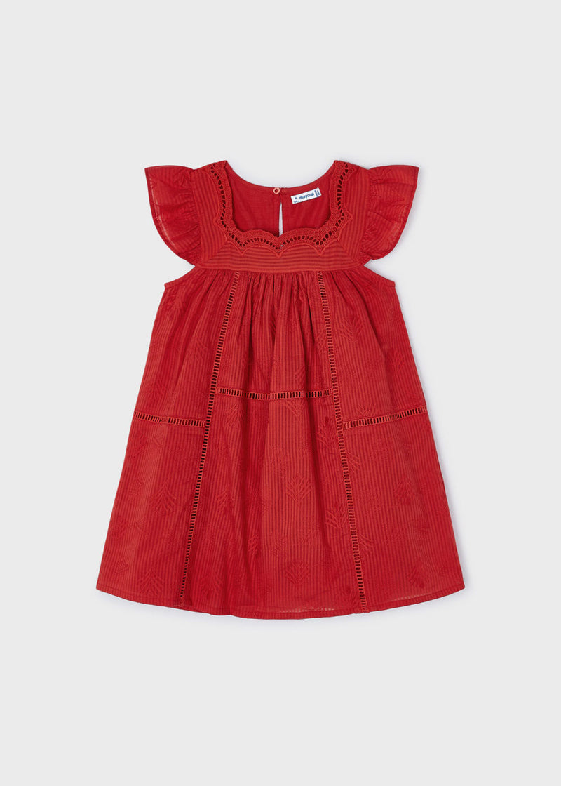 Embroidered Dress - Granadine Red